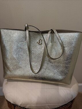 Jimmy Choo distressed Metallic gold  Tote Bag with Logo - & dustbag